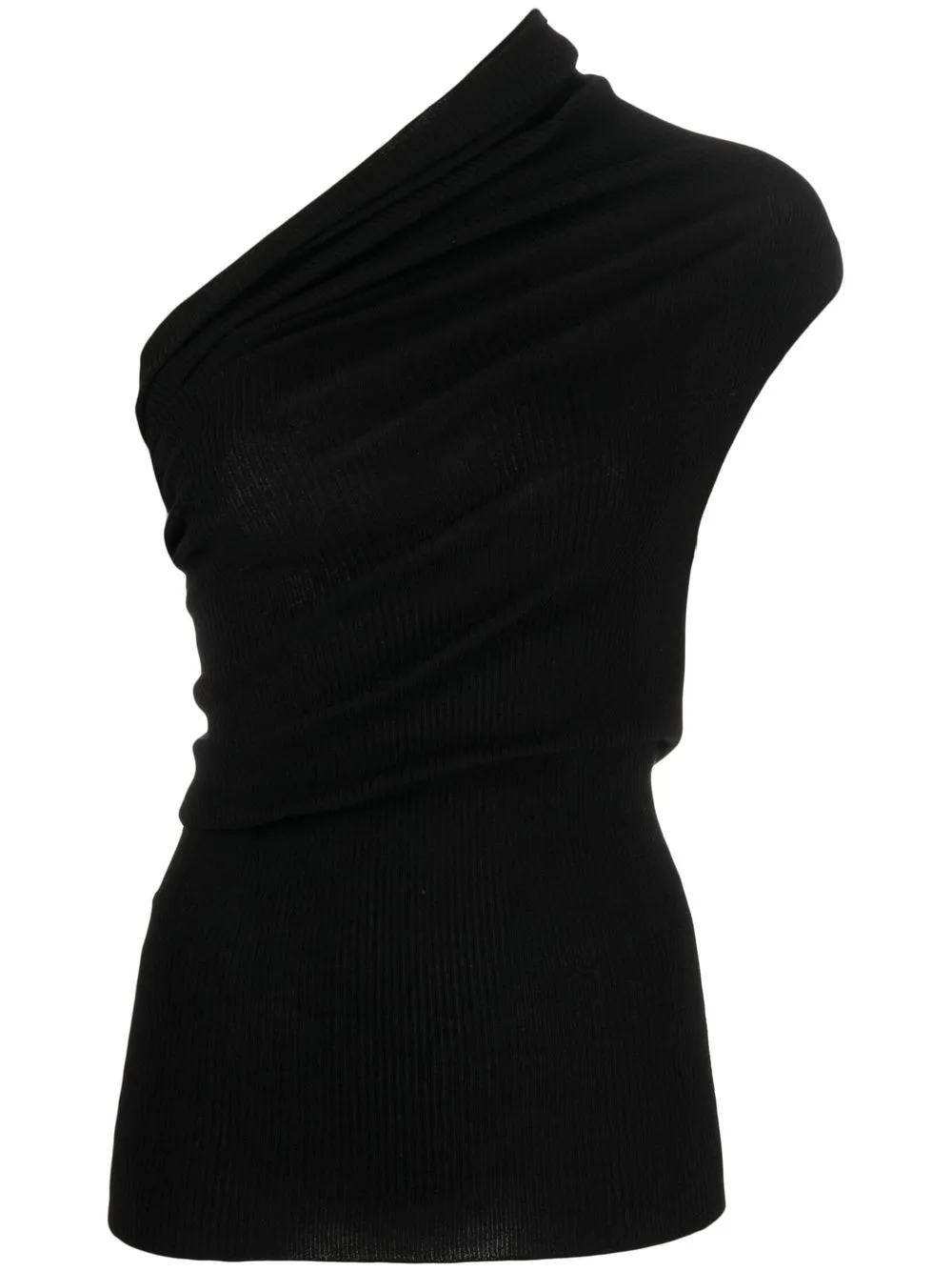 

Rick Owens ribbed one-shoulder top - Black