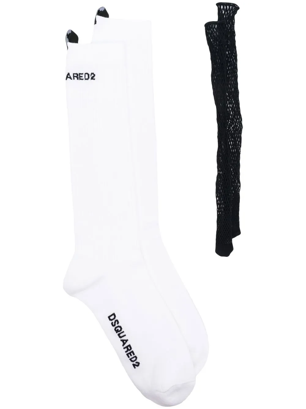 dsquared2 chaussettes nervurées à logo imprimé - blanc