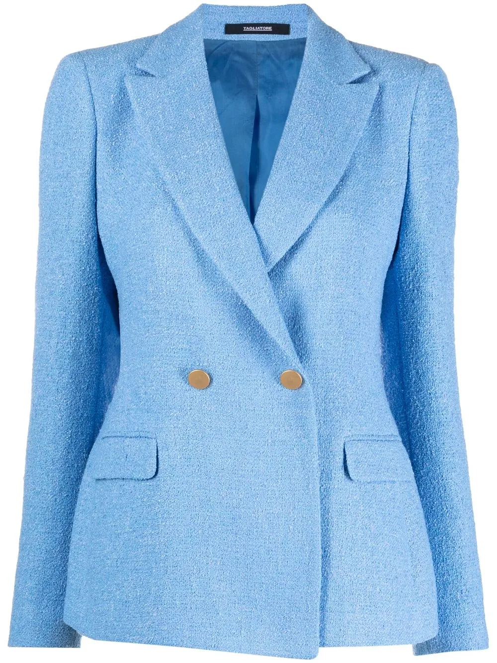 Shop Tagliatore Double-breasted Tailored Blazer In Blau