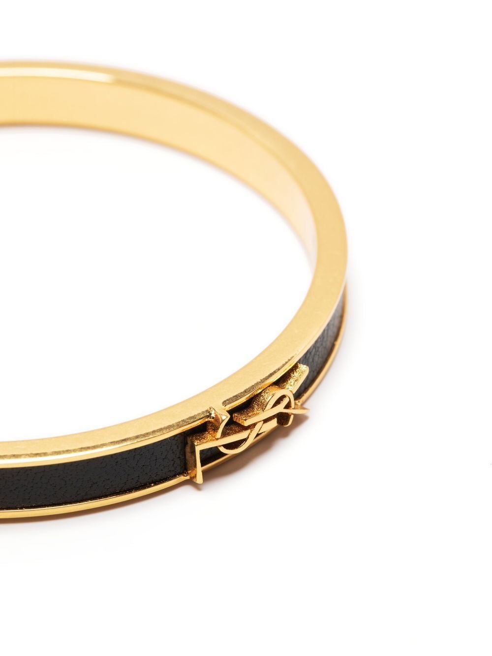 Shop Saint Laurent Logo-plaque Bangle Bracelet In Gold