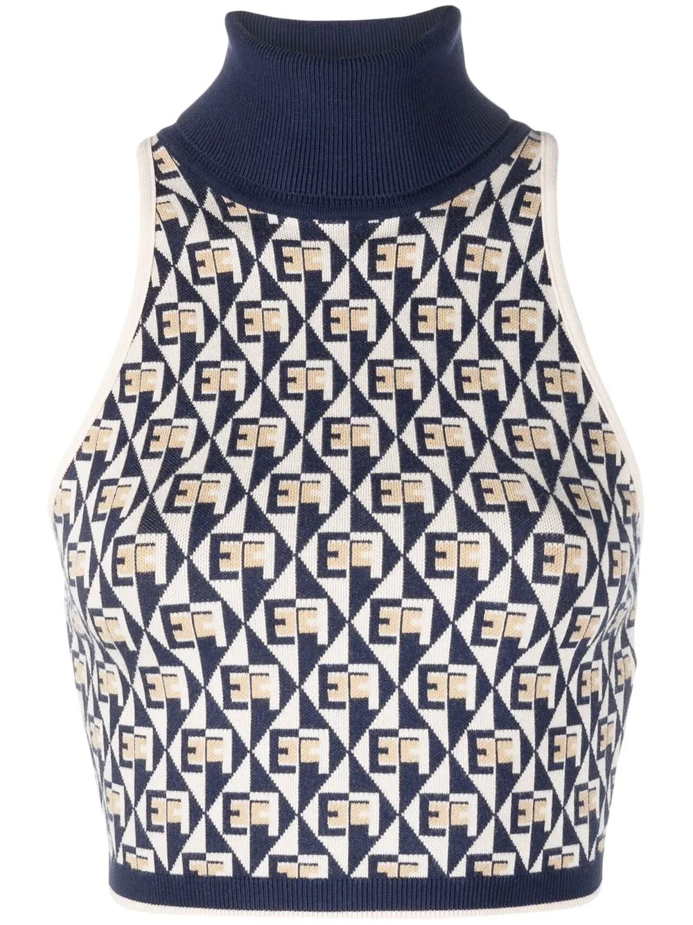 

Elisabetta Franchi intarsia-knit roll-neck knitted top - Blue