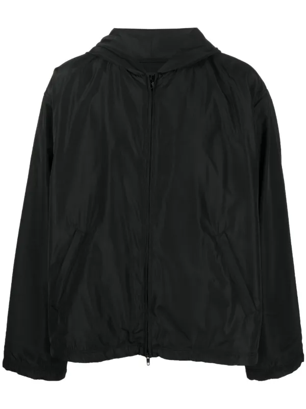 Balenciaga logo print Hooded Windbreaker Black