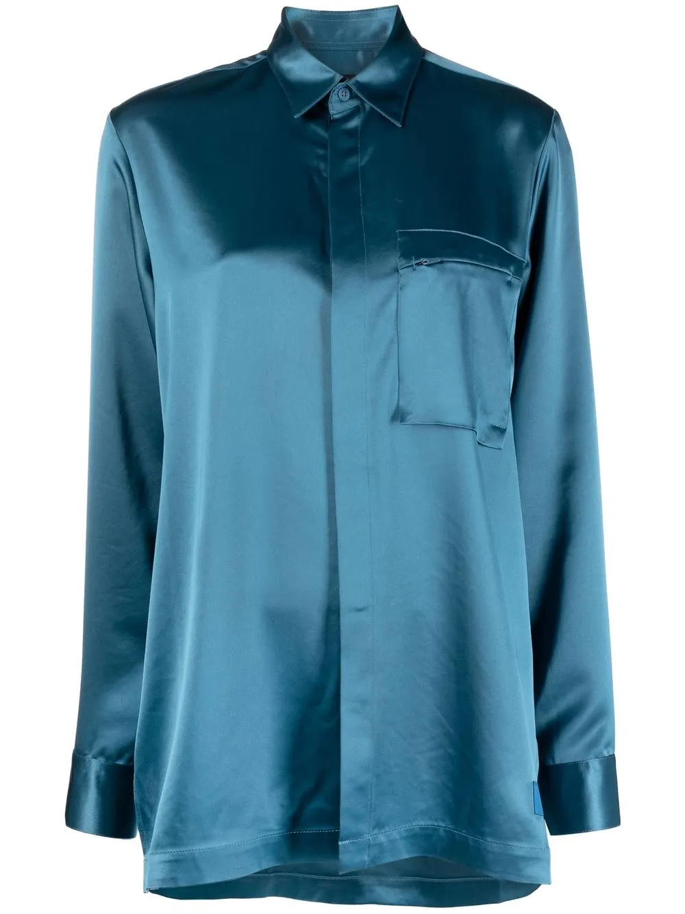 

Y-3 satin zip-pocket shirt - Blue