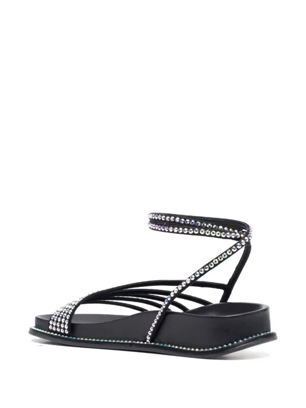 サンダル・ミュール LE SILLA Black leather Scarlet sandals Le Silla Scarlet 105mm leopard-print Sandals | Black
