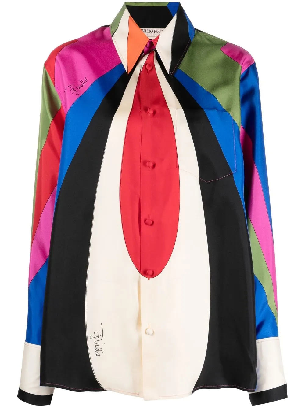 

PUCCI colour-block silk shirt - Blue