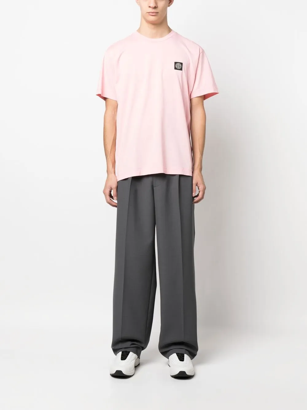 Stone Island T-shirt met logopatch - Roze