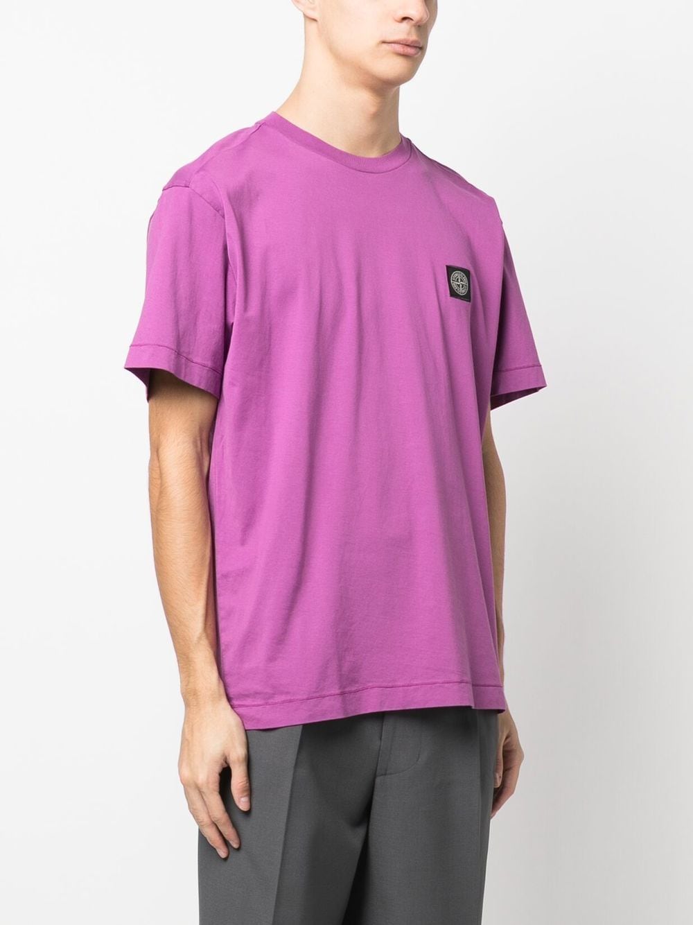 Shop Stone Island Logo-patch Short-sleeve T-shirt In Purple