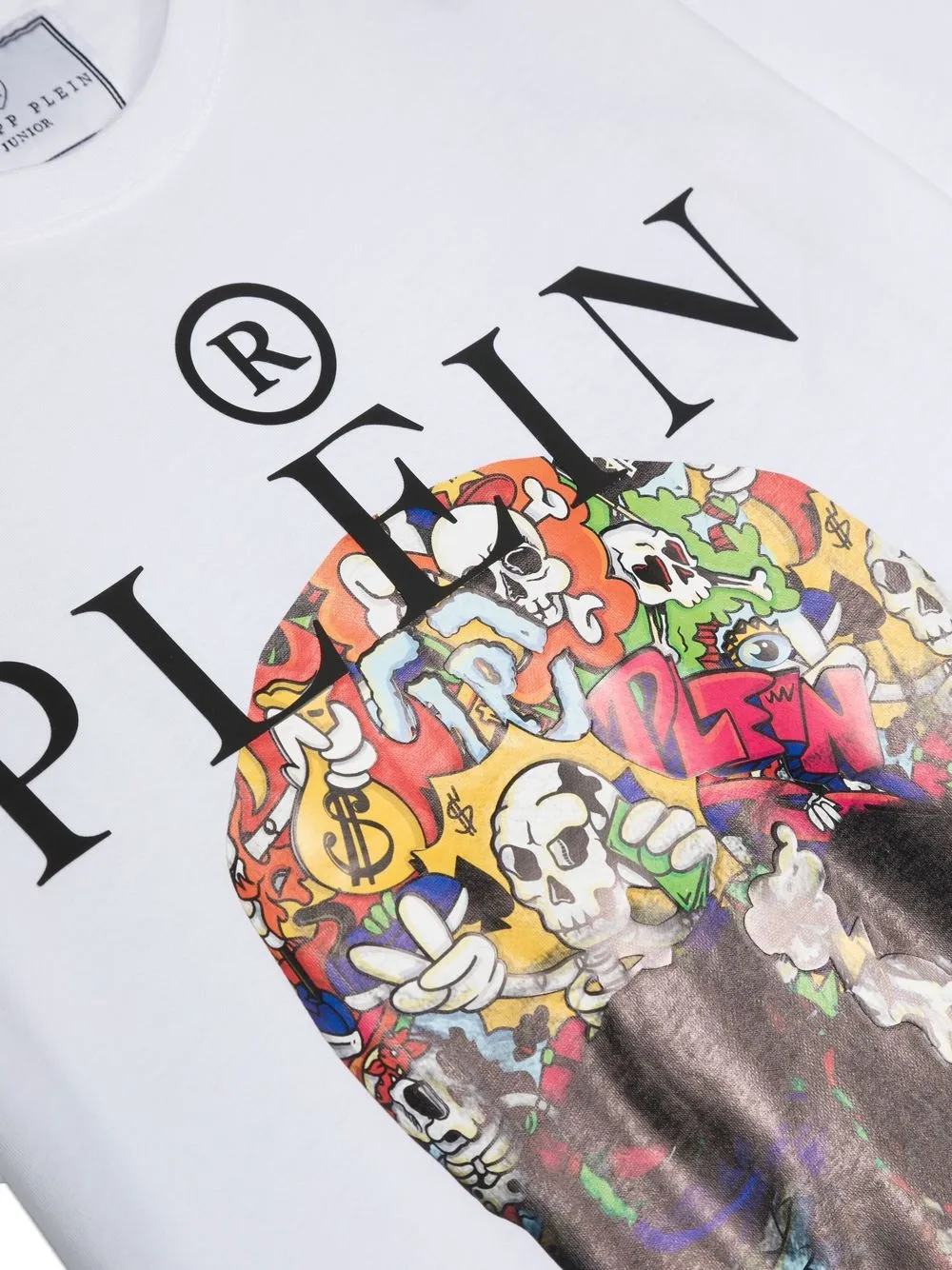 Philipp Plein Junior T-shirt met doodskopprint Wit