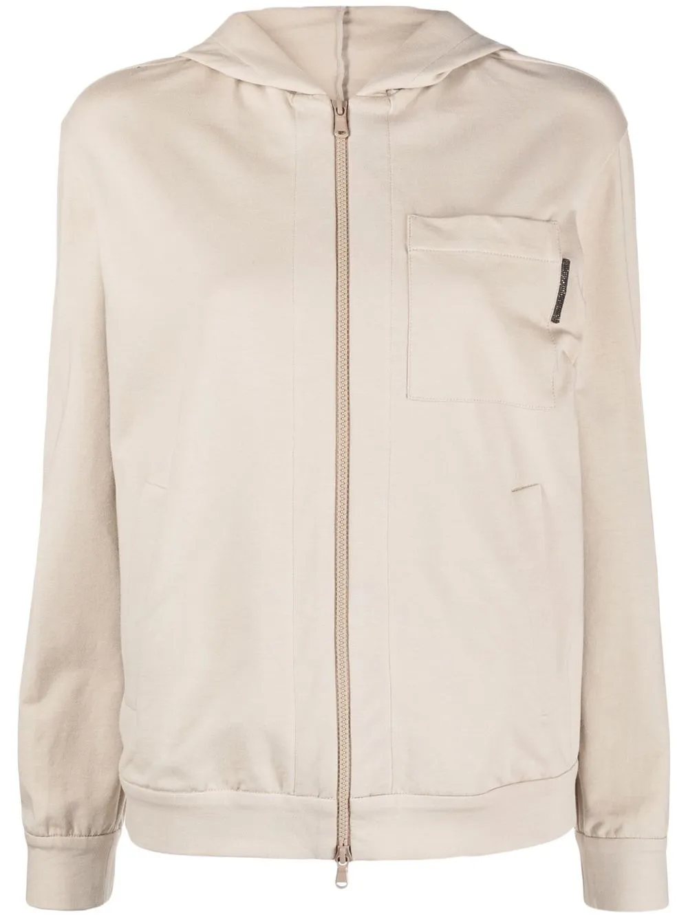 

Brunello Cucinelli zip-up long-sleeved hoodie - Neutrals