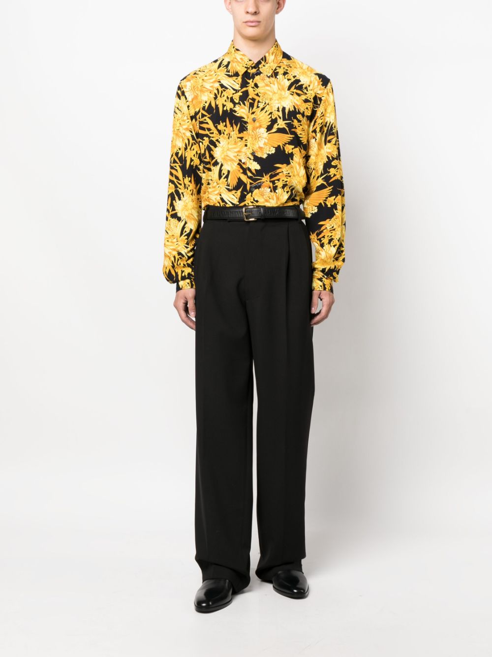Just Cavalli floral-print long-sleeve shirt - Zwart