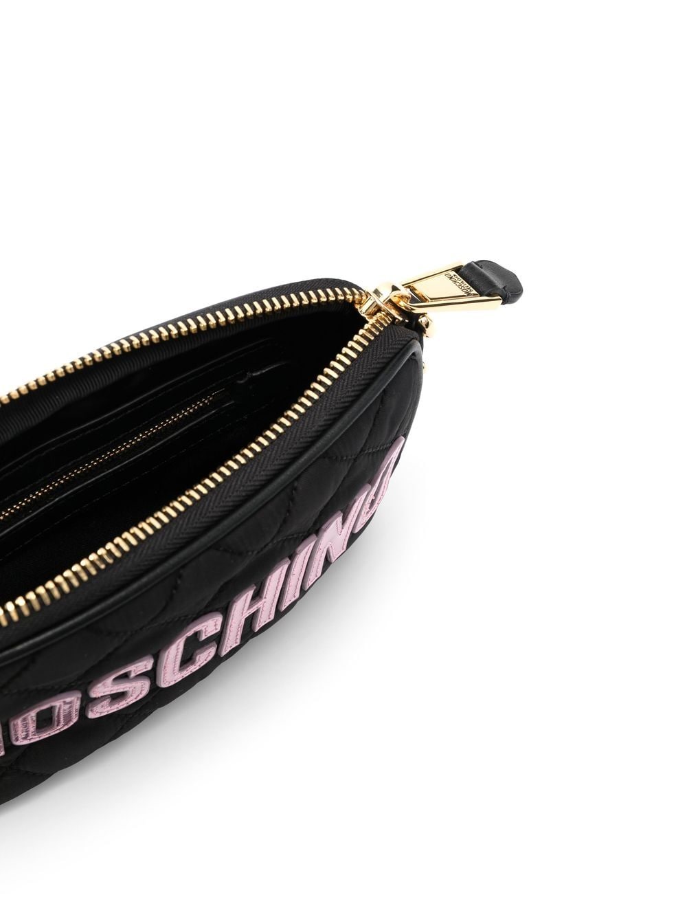 Shop Moschino Logo-patch Quilted Shoulder Bag In Schwarz