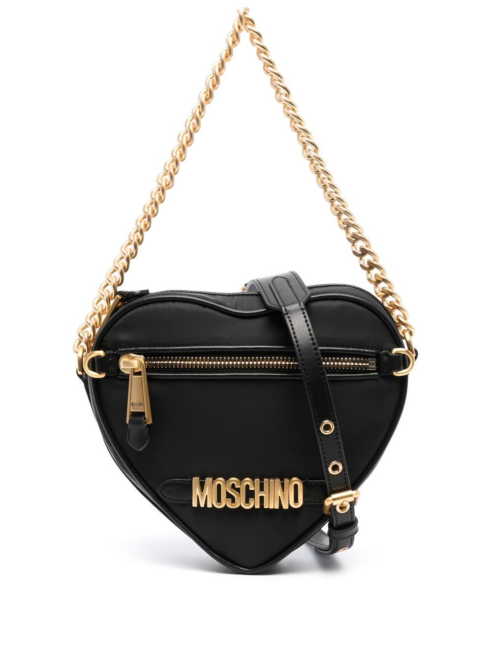 MOSCHINO LOGO-PLAQUE HEART-SHAPED SHOULDER BAG