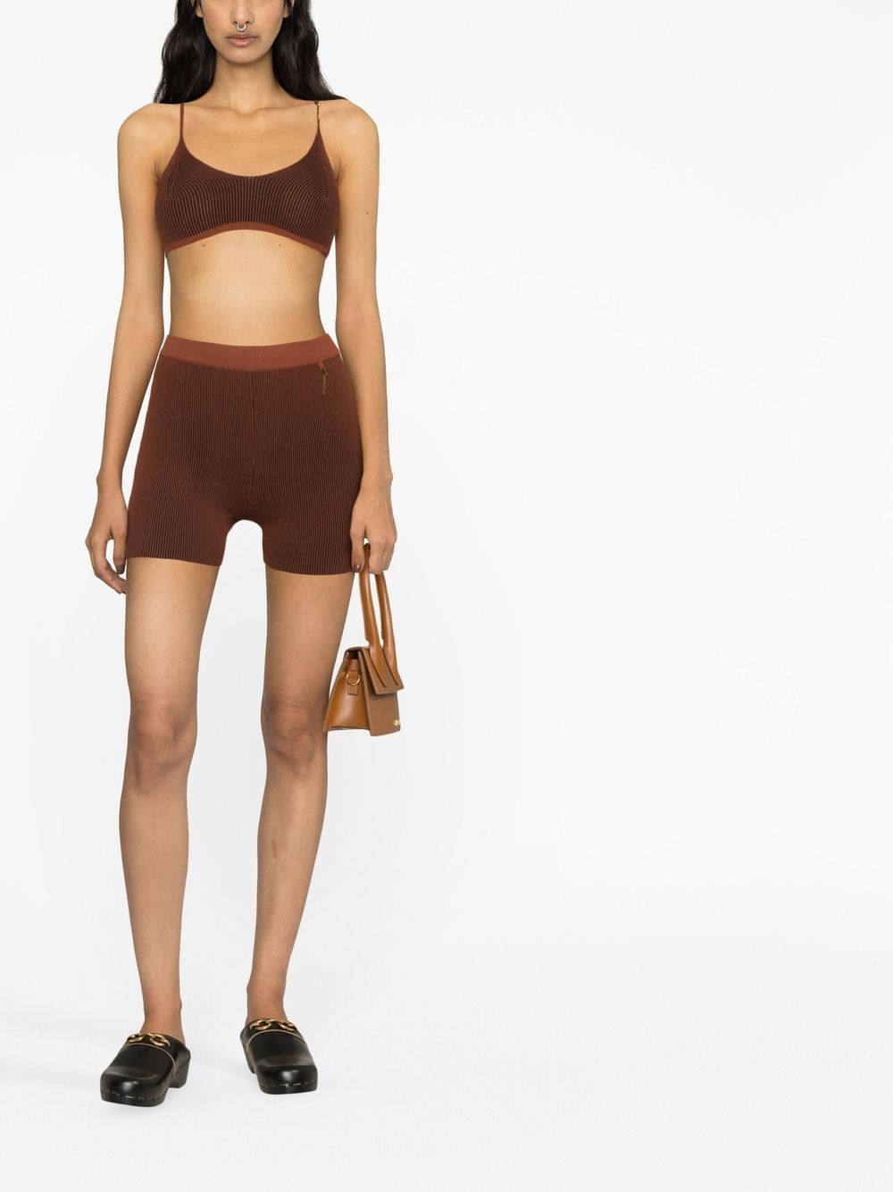 Shop Jacquemus Le Short Pralu Knitted Shorts In Brown