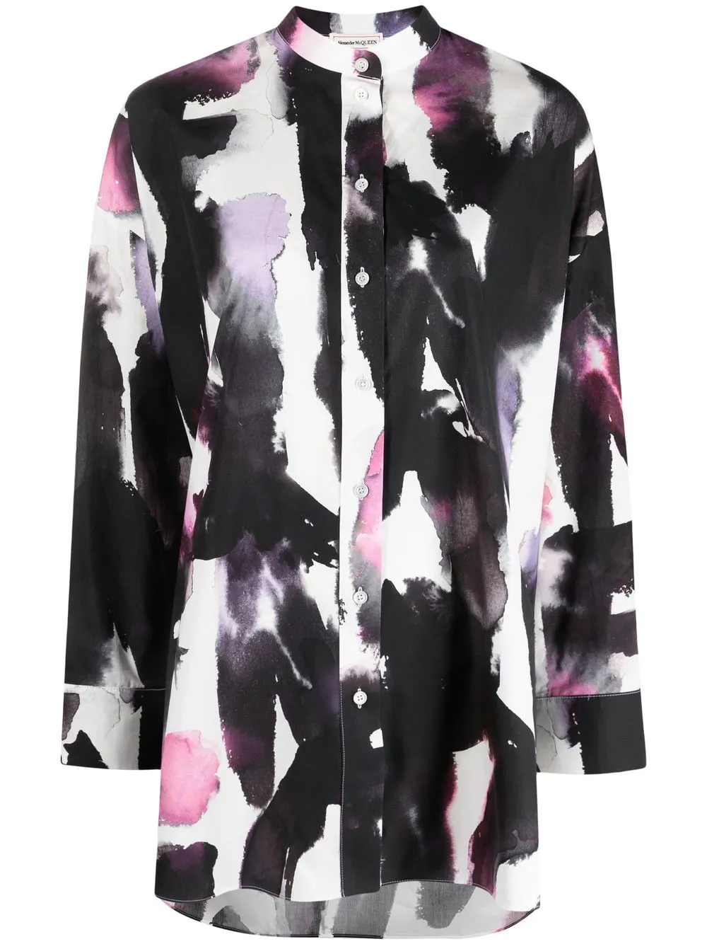 

Alexander McQueen watercolour-print cotton shirt - Black