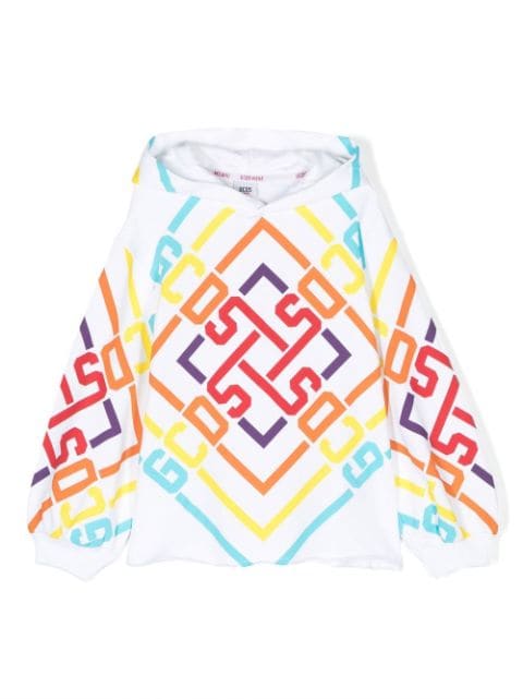 Gcds Kids geometric logo print hoodie