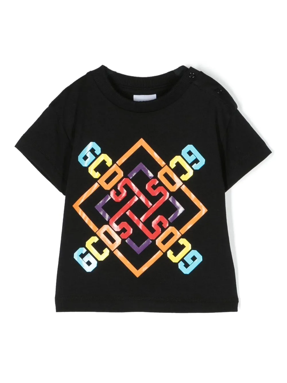 

Gcds Kids geometric logo-print T-shirt - Black