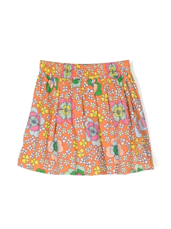 Stella McCartney Kids floral-print Cotton Shorts Orange