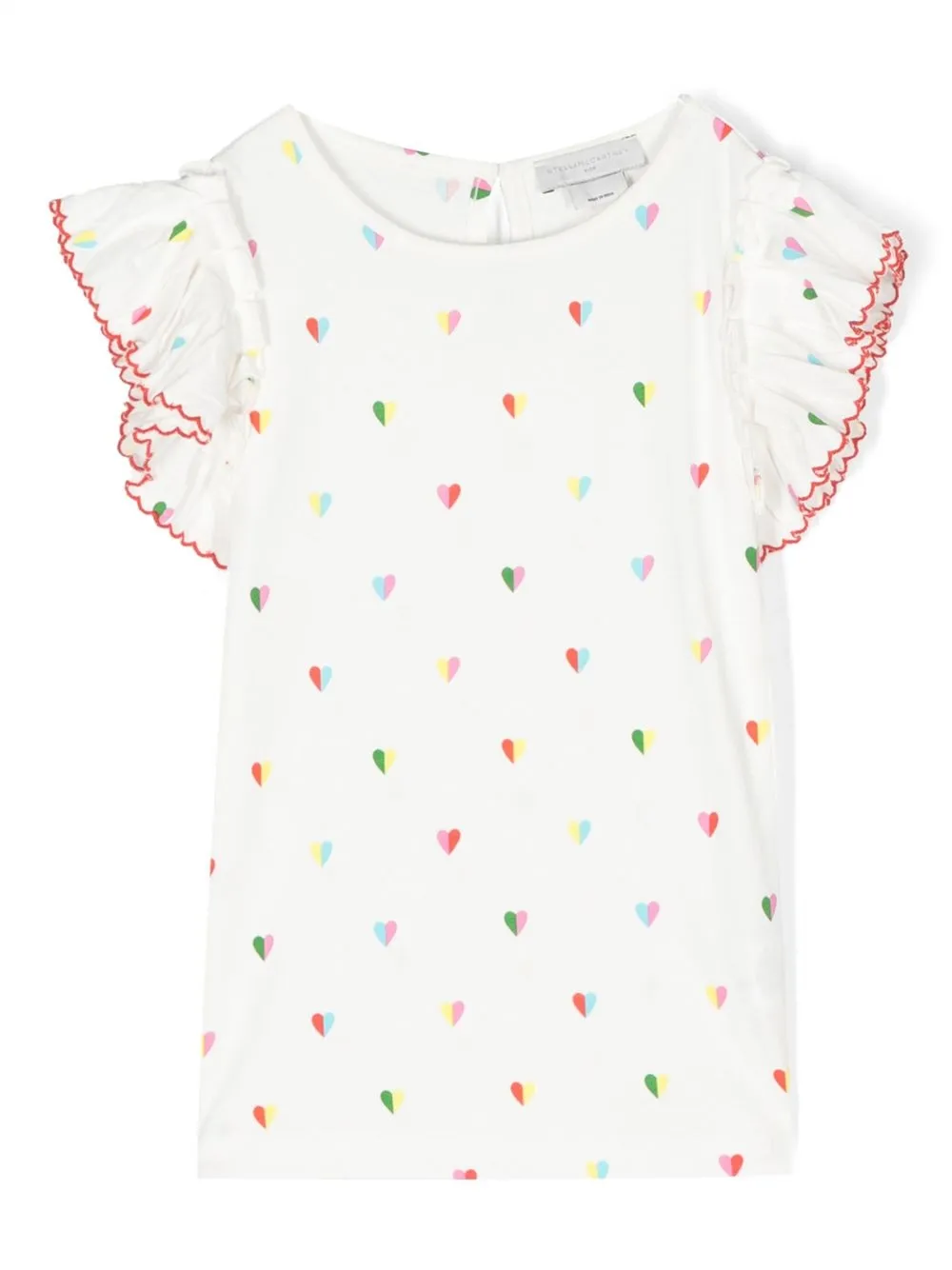 

Stella McCartney Kids heart-print flutter sleeve T-shirt - White