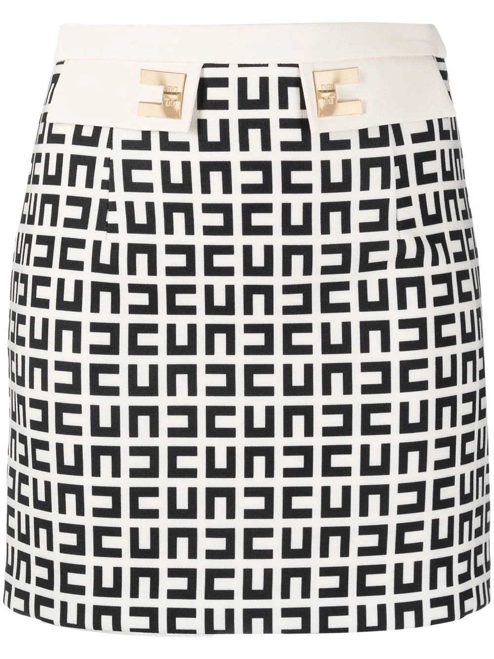 

Elisabetta Franchi two-tone logo-print miniskirt - Neutrals