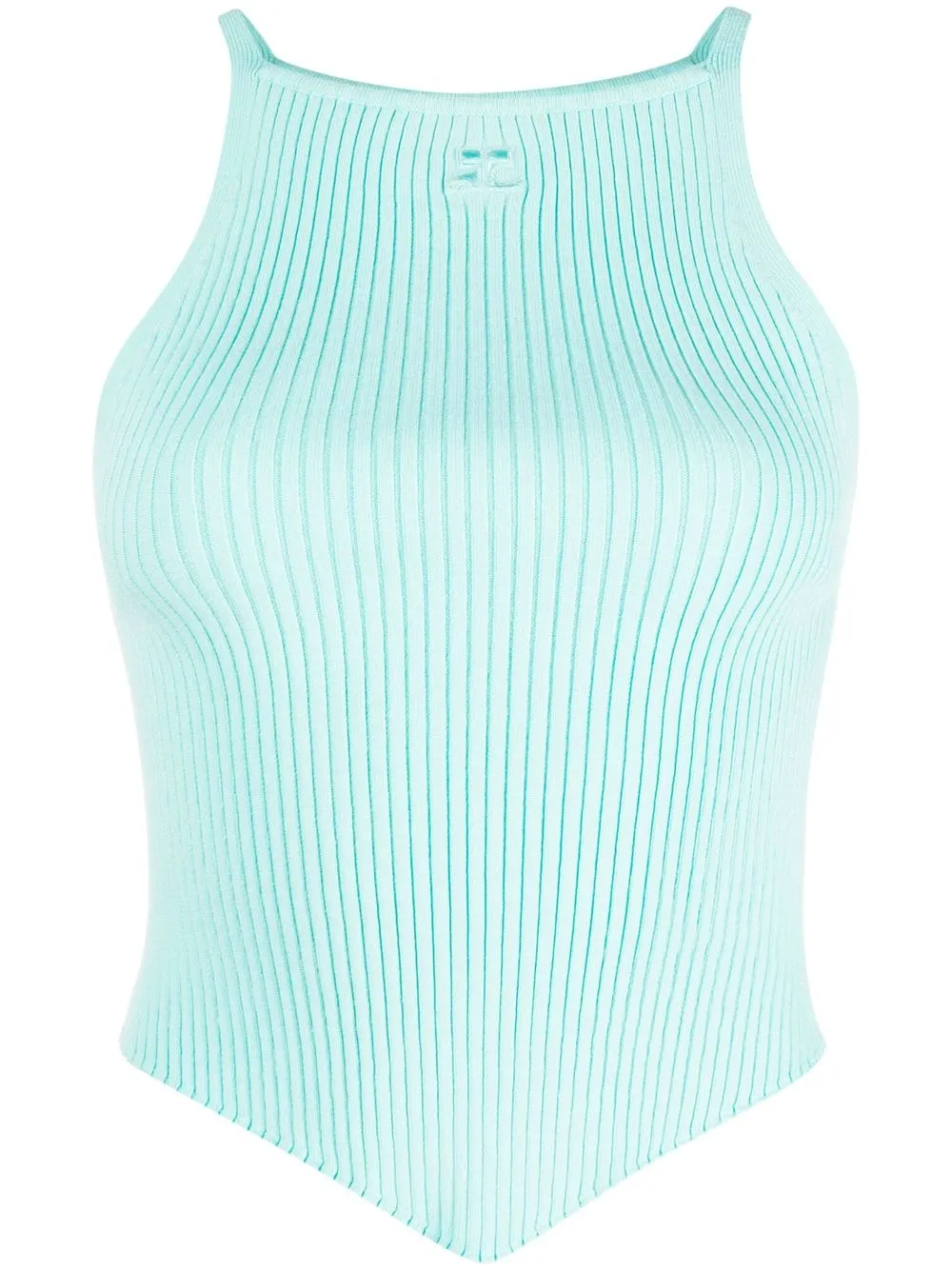 

Courrèges embroidered-logo ribbed top - Blue