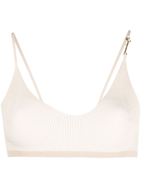 Jacquemus Pralu logo-plaque cropped top