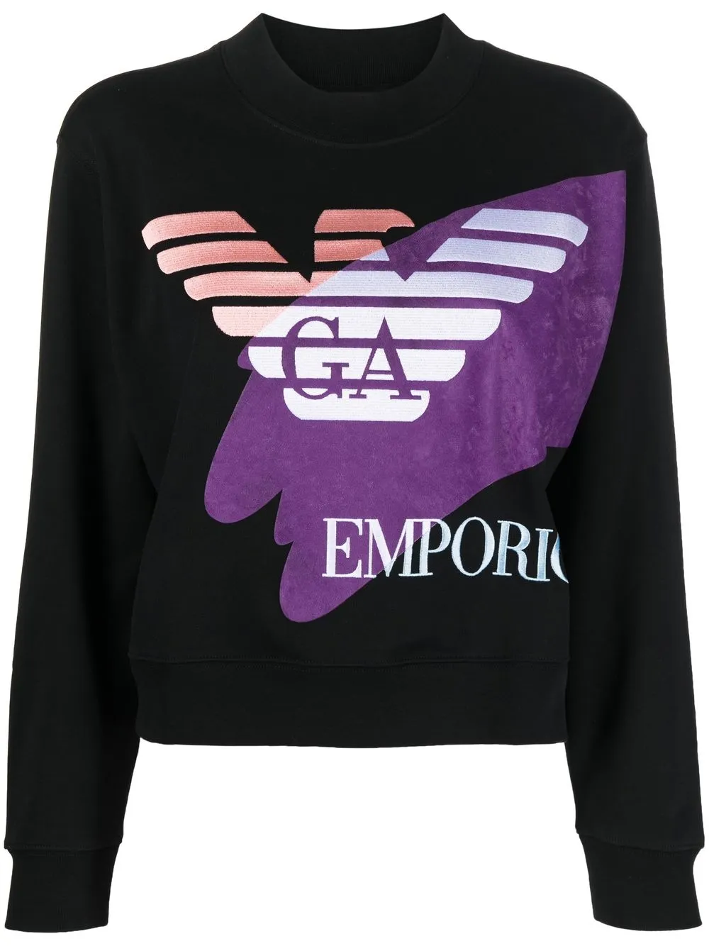 

Emporio Armani embroidered-logo cotton jumper - Black