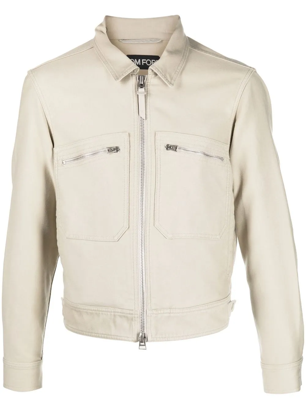 

TOM FORD zipped leather jacket - Neutrals