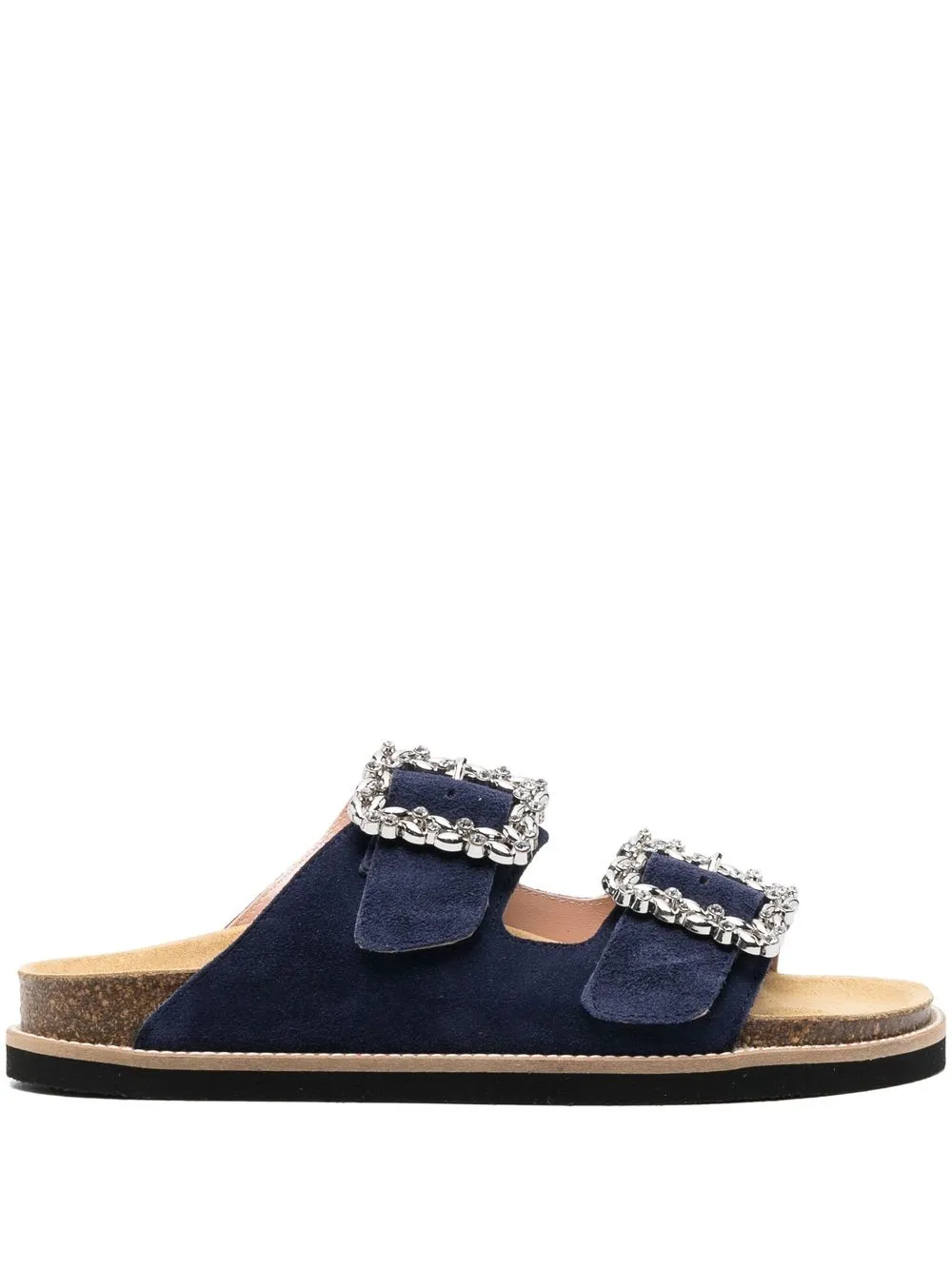 

Pollini crystal buckle-fastening detail slides - Blue