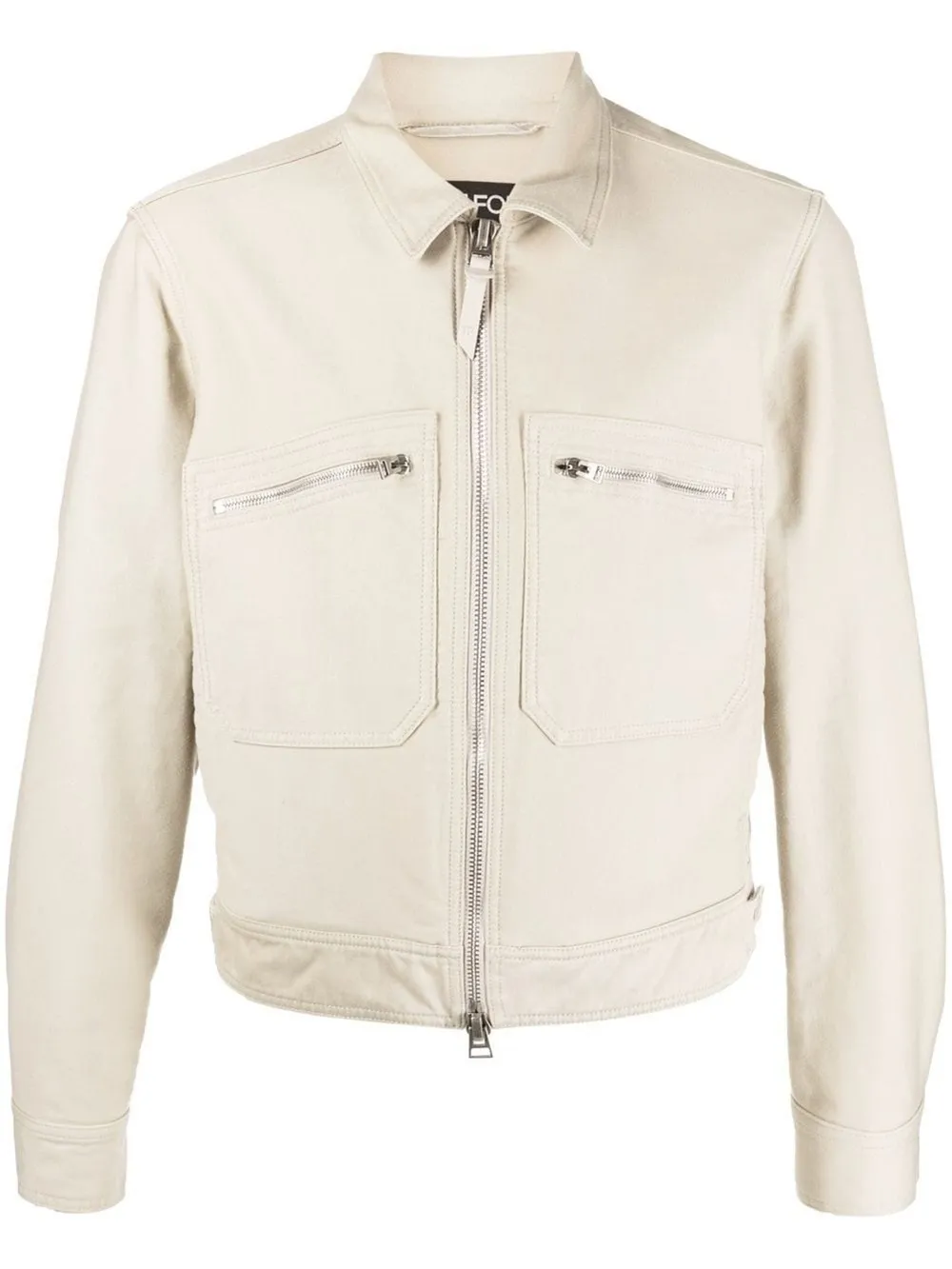 

TOM FORD zipped leather jacket - Neutrals