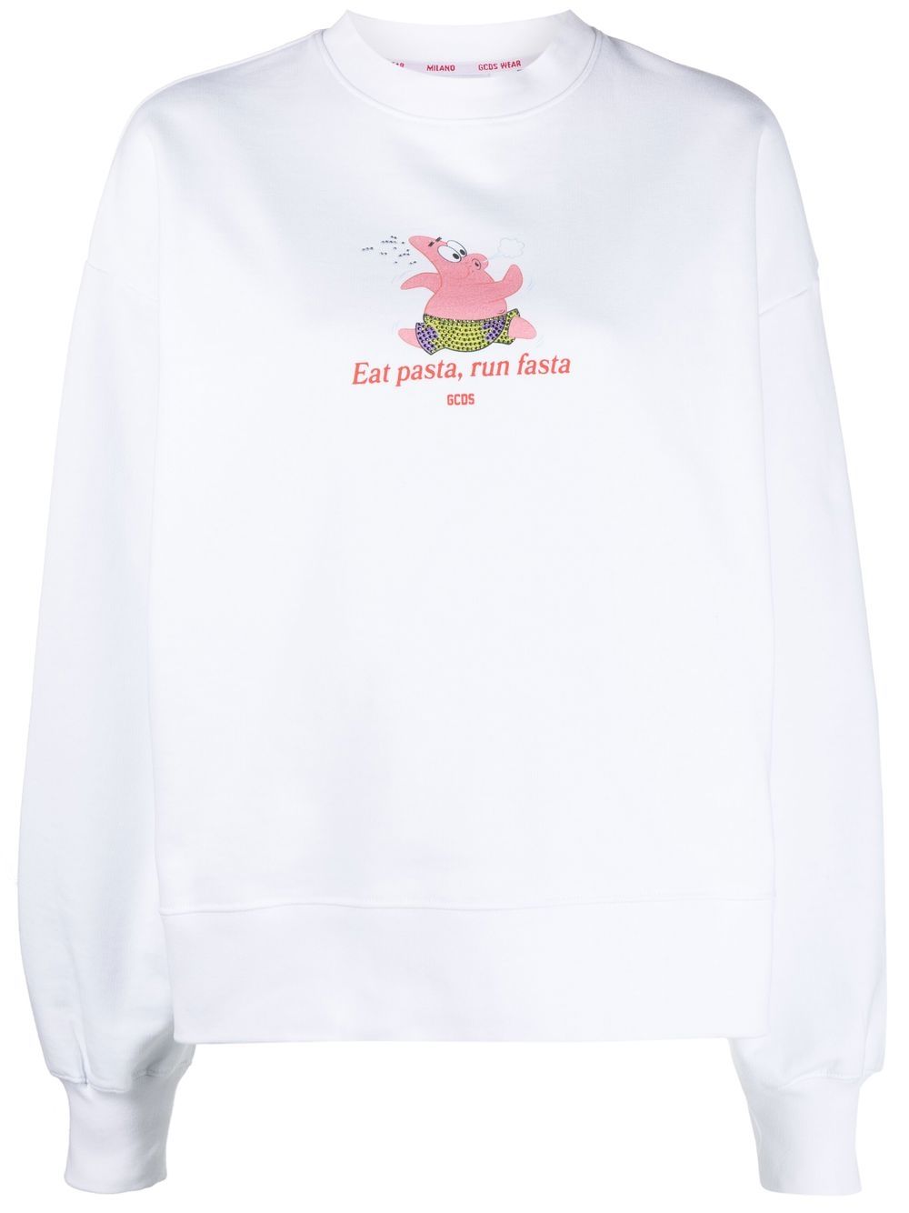 Shop Gcds Graphic-print Cotton Sweatshirt In White
