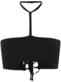 ANDREĀDAMO lace-up halterneck crop top - Black