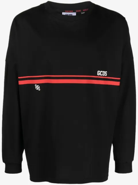GCDS logo-print striped sweatshirt