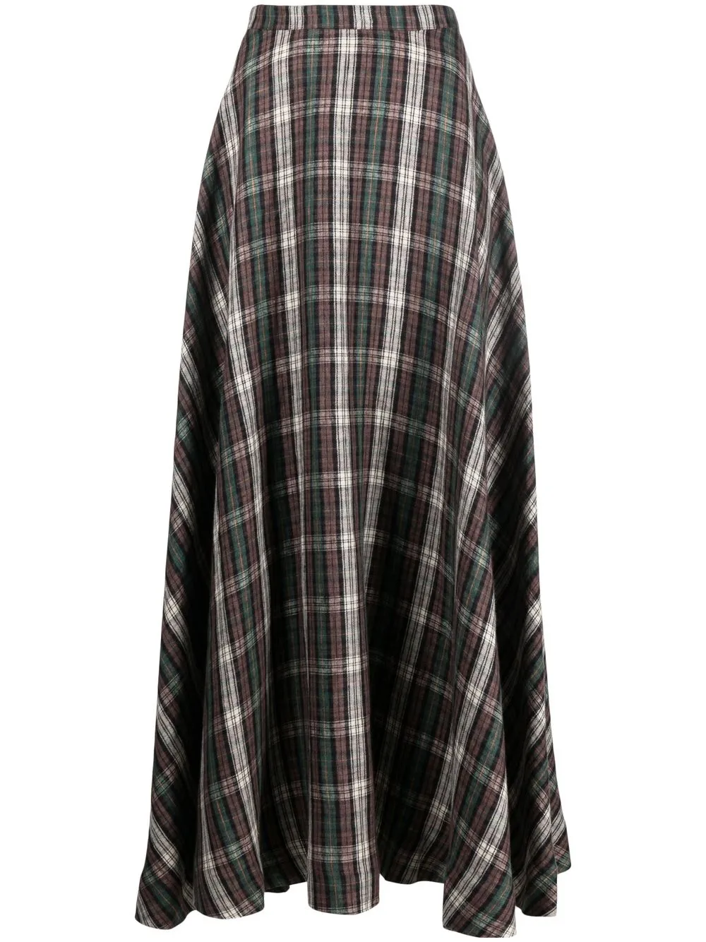 

ERL linen check-print long skirt - Brown