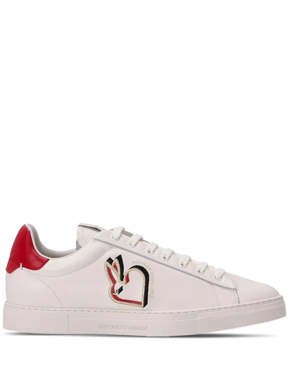 

Emporio Armani tenis bajos con conejo bordado - Blanco