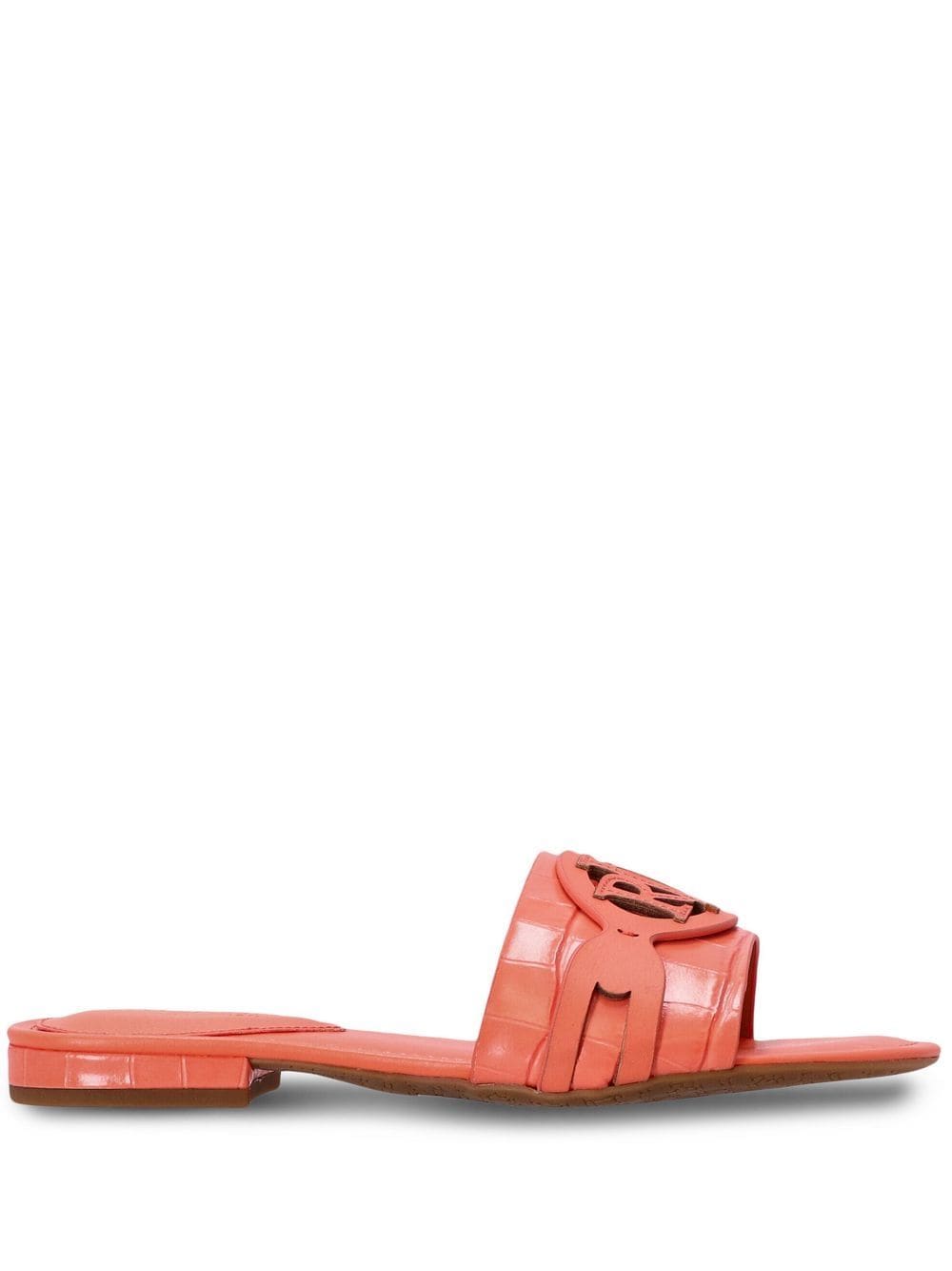 Polo Ralph Lauren Logo-appliqué Flat Sandals In Orange
