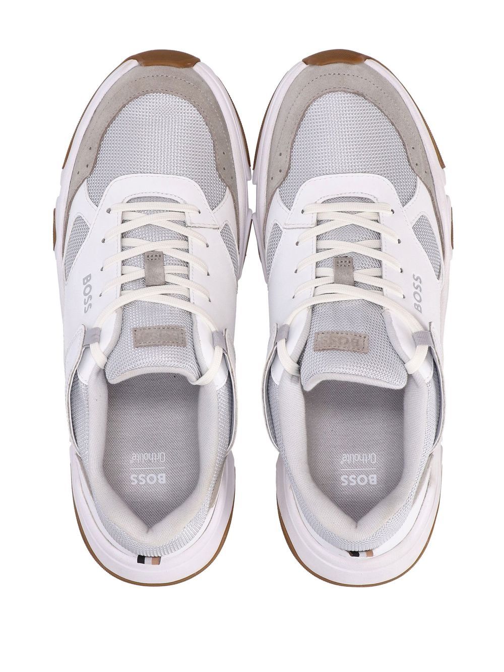 Shop Hugo Boss Panelled-design Low-top Sneakers In White