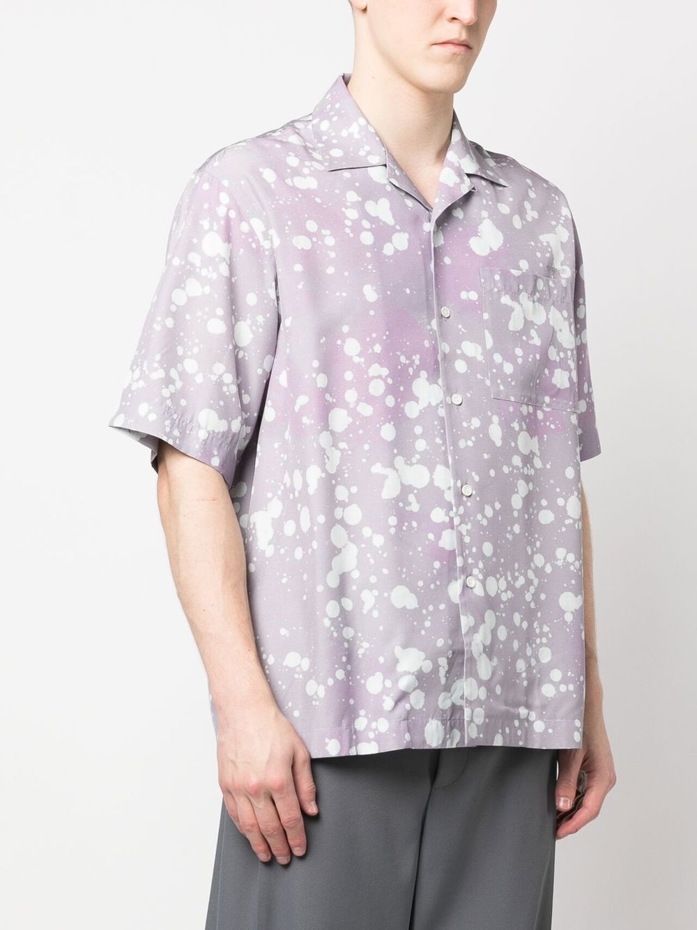 Shop Oamc Kurt Splatter Short-sleeve Shirt In Purple