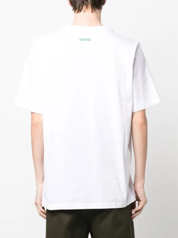★OAMC★ Anthem Logo Print Short Sleeve T-Shirt Off White 23 OAMC Anthem organic-cotton T-shirt | White | FARFETCH BH