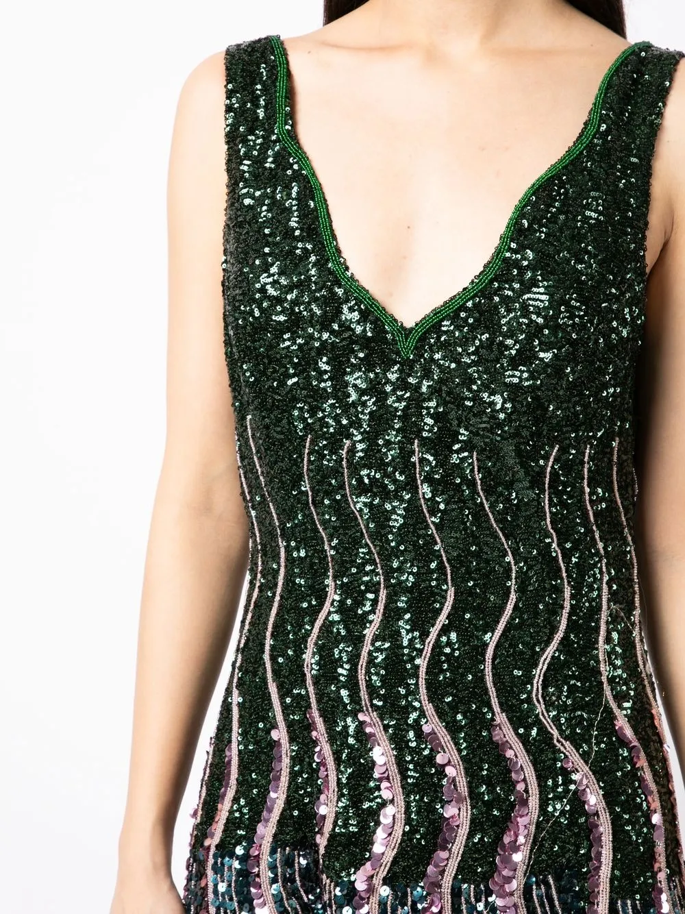 Mary Katrantzou Sequin Detailing Dress in Green, view 5