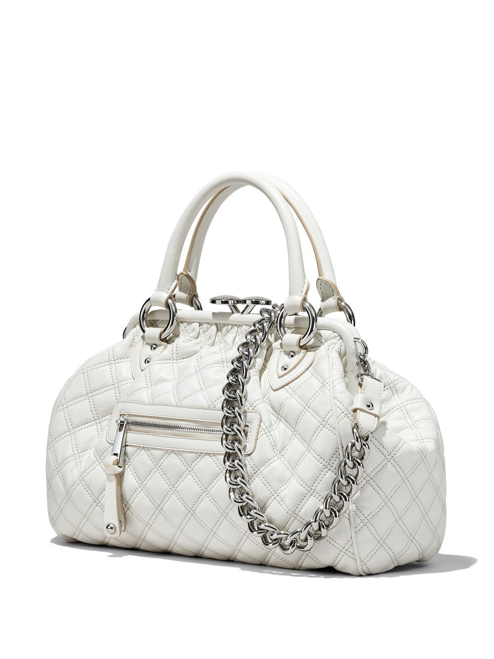 Shop Marc Jacobs The Stam Leather Tote Bag In White