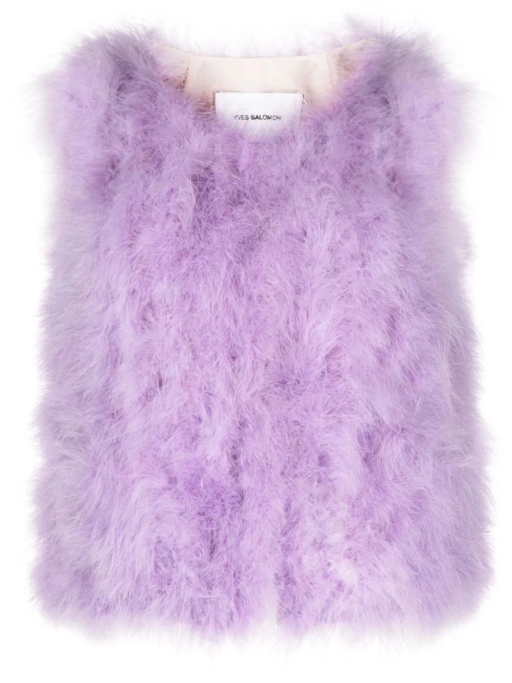 

Yves Salomon feather-effect collarless gilet - Purple