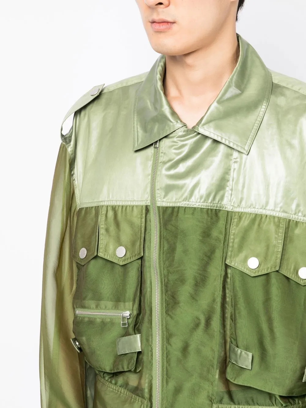 Feng Chen Wang Hemdjacke Mit Sheer-effekt In Green
