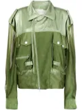 Feng Chen Wang sheer-panelled shirt jacket - Green