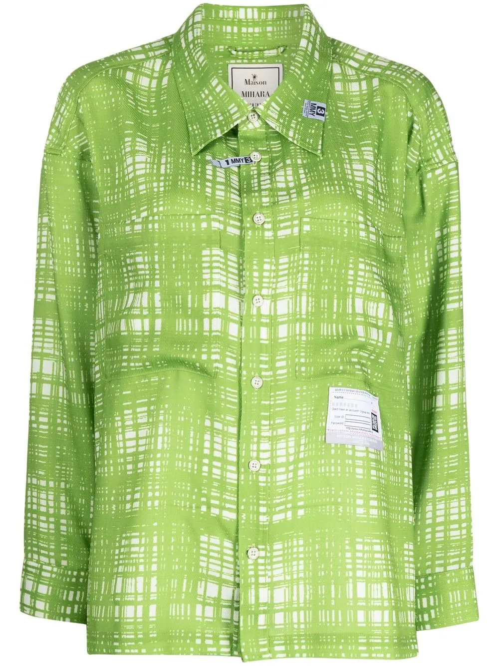 

Maison Mihara Yasuhiro camisa con botones y cuadros estampados - Verde