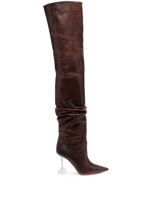 Amina Muaddi Olivia 95mm leather thigh boots