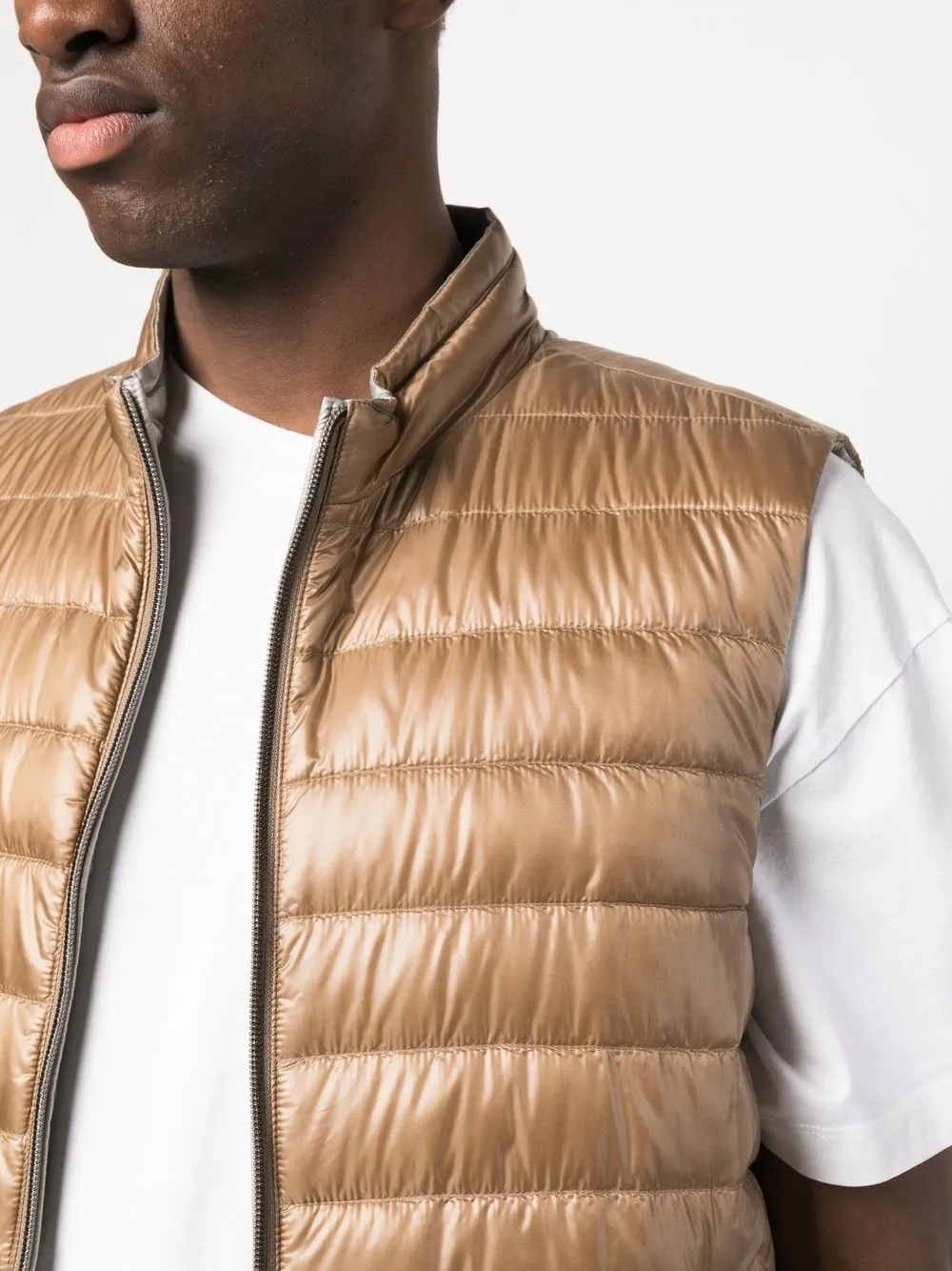 Herno Nylon Ultralight Reversible Down Vest In Braun