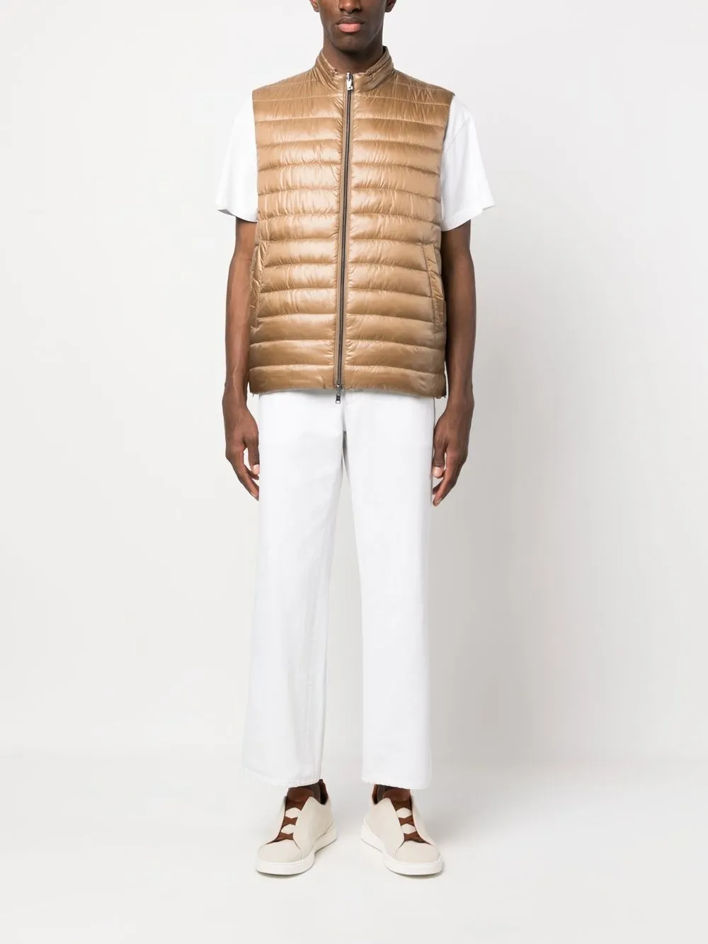 Herno Nylon Ultralight Reversible Down Vest In Braun