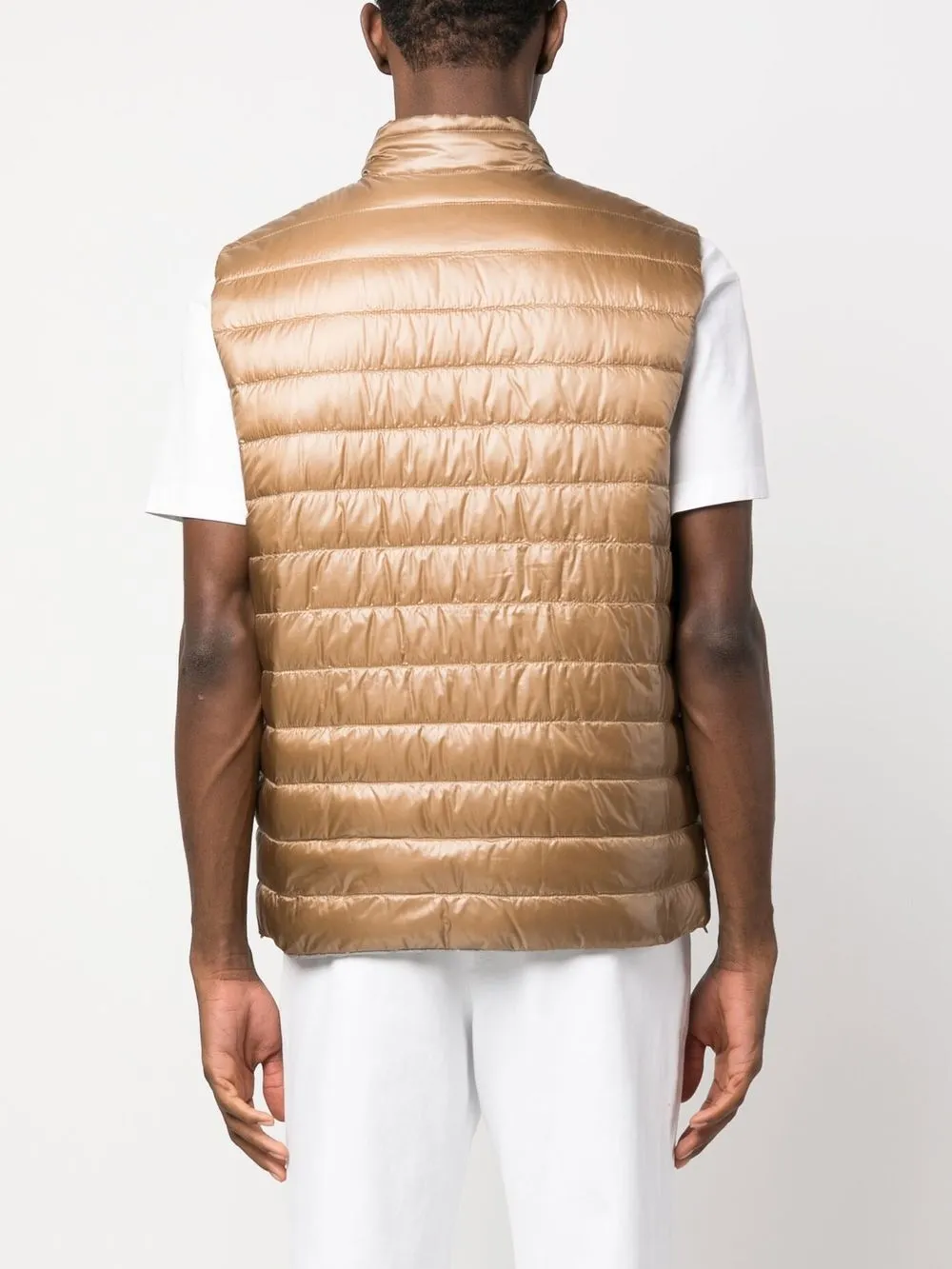 Herno Nylon Ultralight Reversible Down Vest In Braun