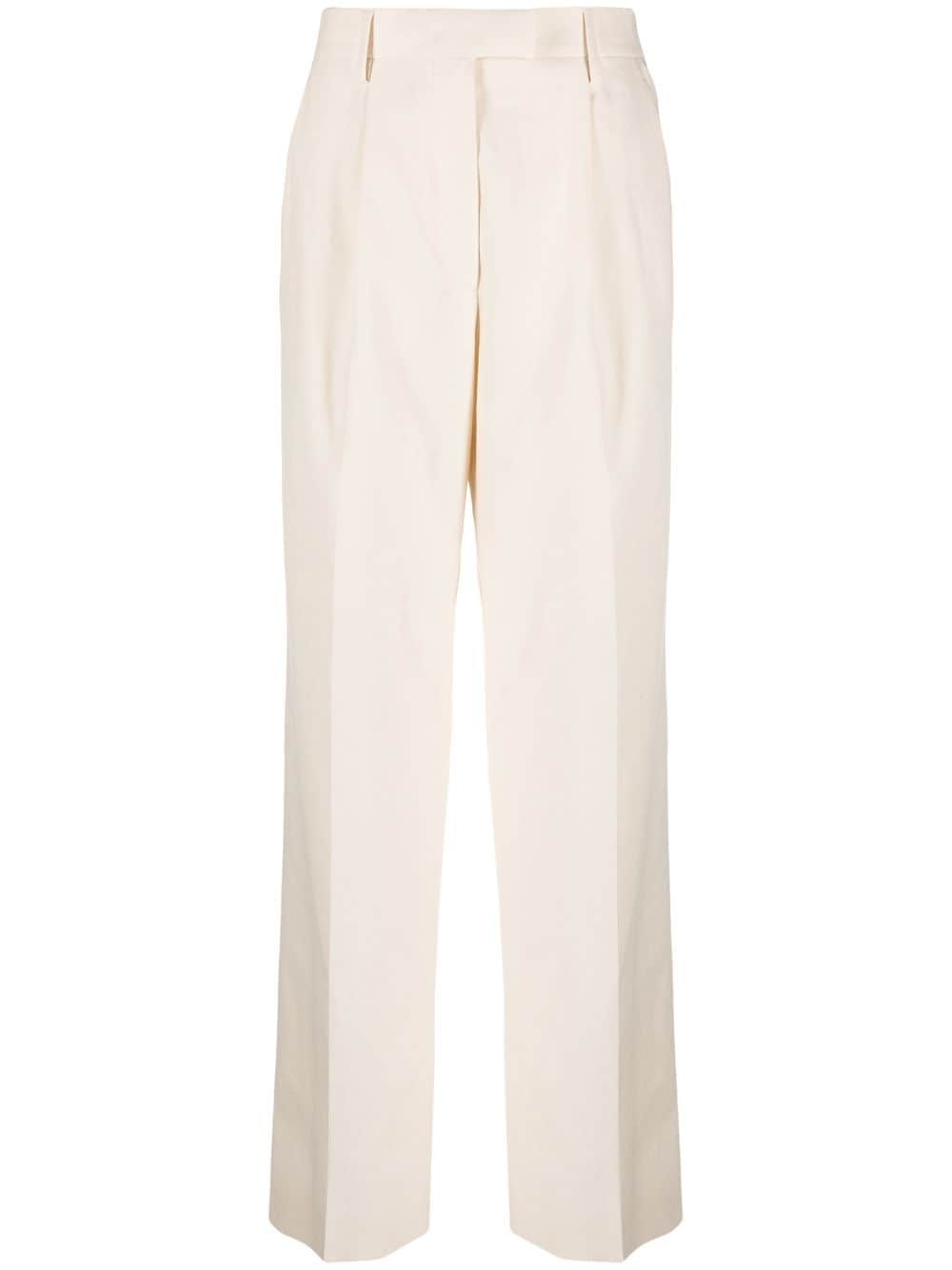 Prada Pressed-crease Tailored Trousers In Neutrals