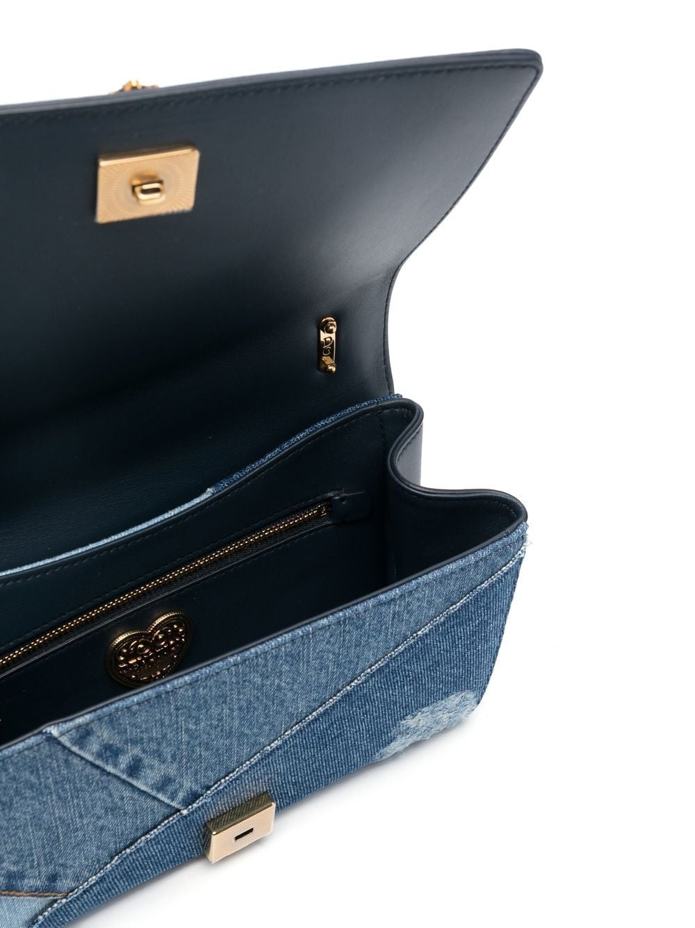 Shop Dolce & Gabbana Medium Devotion Denim Shoulder Bag In Blue
